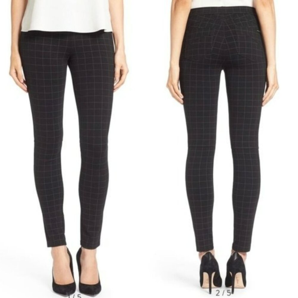 Sanctuary Black & White Windowpane Check Plaid Slim Leggings Ponte Dress Pants M